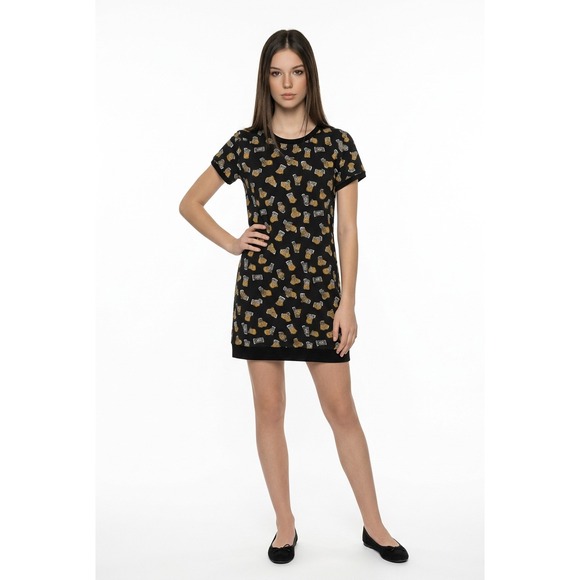 Moschino Underwear Women Black Toy Bear All Over Print T-Shirt Dress XXS - Picture 2 of 7